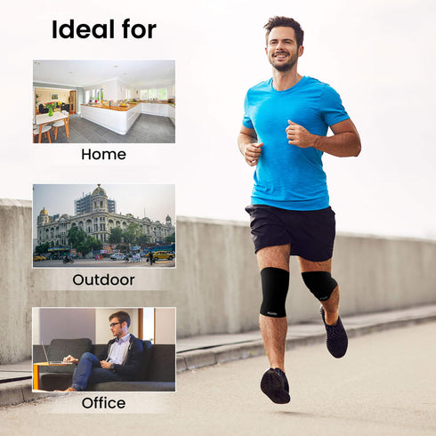 Tubular Stretchable Knee Cap,  Breathable Fabric, Uniform Compression, Relieves Muscle Pain, Joint Pain, Injury Recovery, For Workout, Running, For Men And Women, Small, Black, Pack of 2